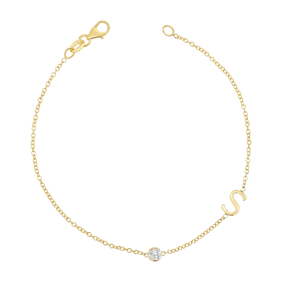 Diamond Bezel Multi Initial Bracelet sold by Baby Gold product image thumbnail 4