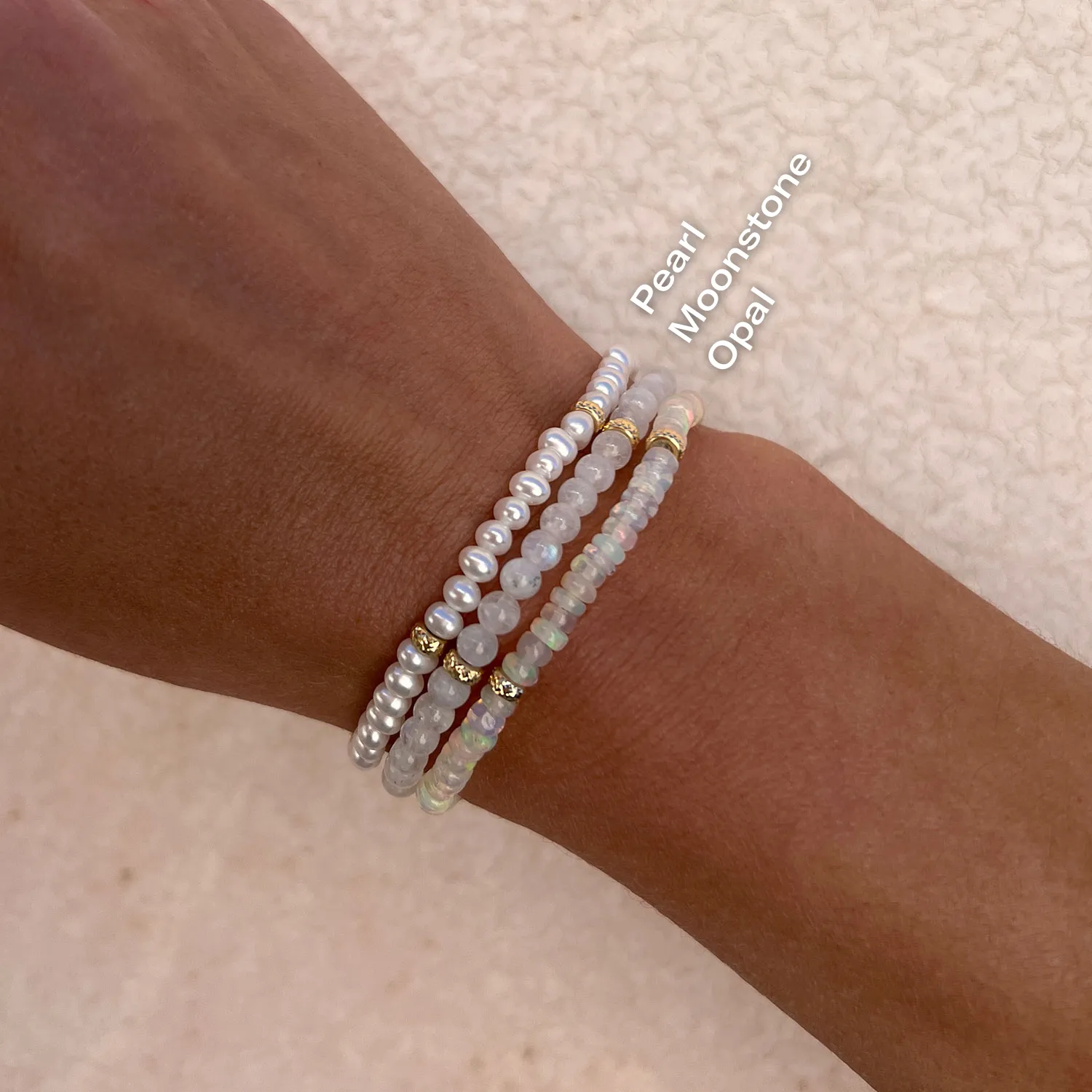 Moonstone Beaded Bracelet sold by Baby Gold product image thumbnail 2