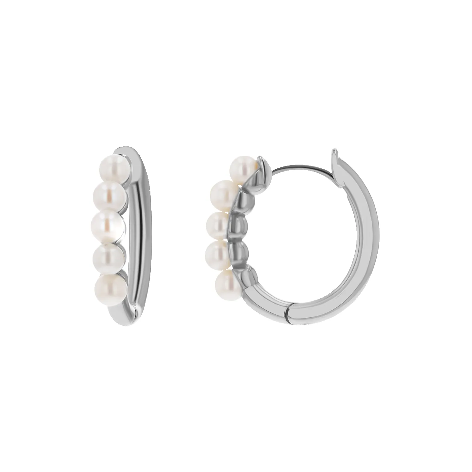 Pearl Huggies Hoop Earrings sold by Baby Gold product image thumbnail 2