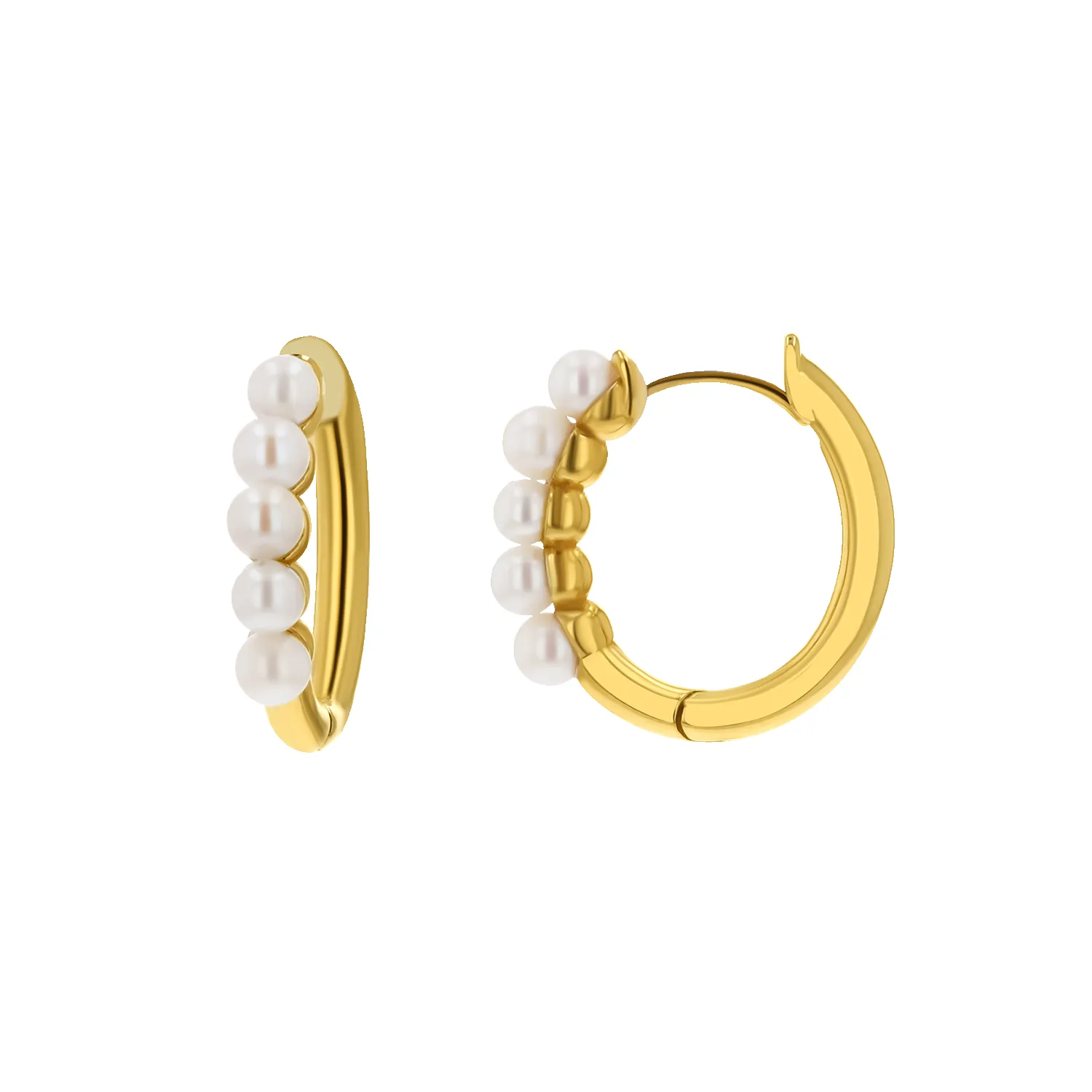 Pearl Huggies Hoop Earrings sold by Baby Gold