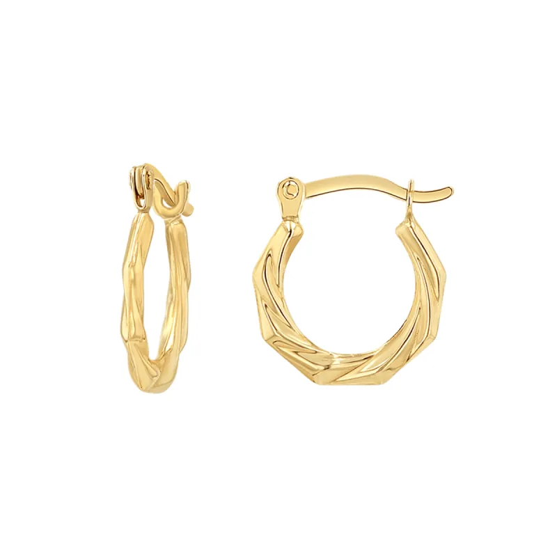 Tiny Hex Hoop Earrings sold by Baby Gold