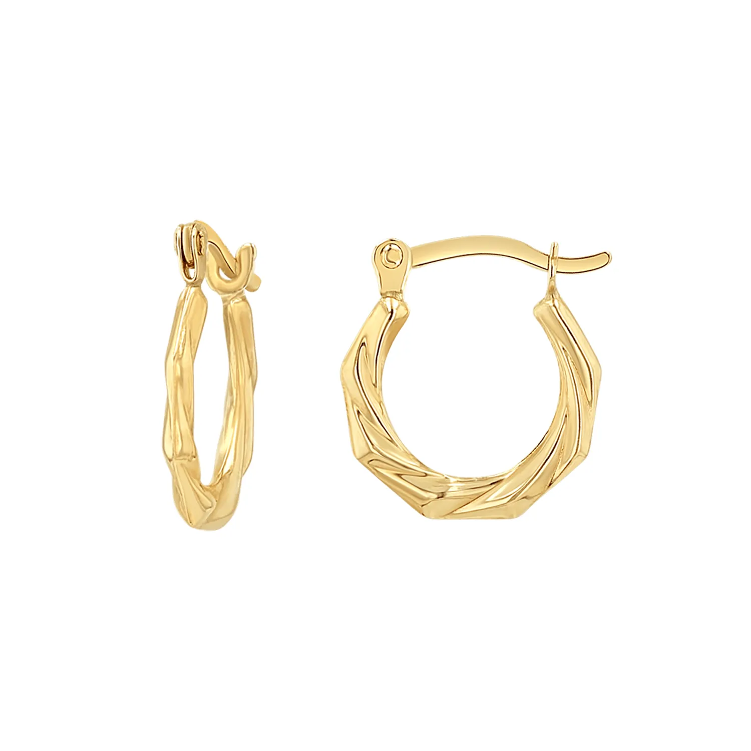 Tiny Hex Hoop Earrings sold by Baby Gold