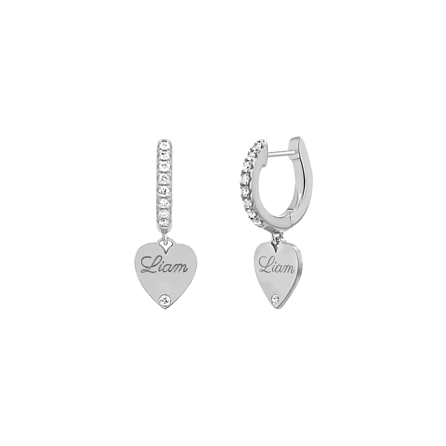 Custom Diamond Heart Huggie Earrings sold by Baby Gold product image thumbnail 2