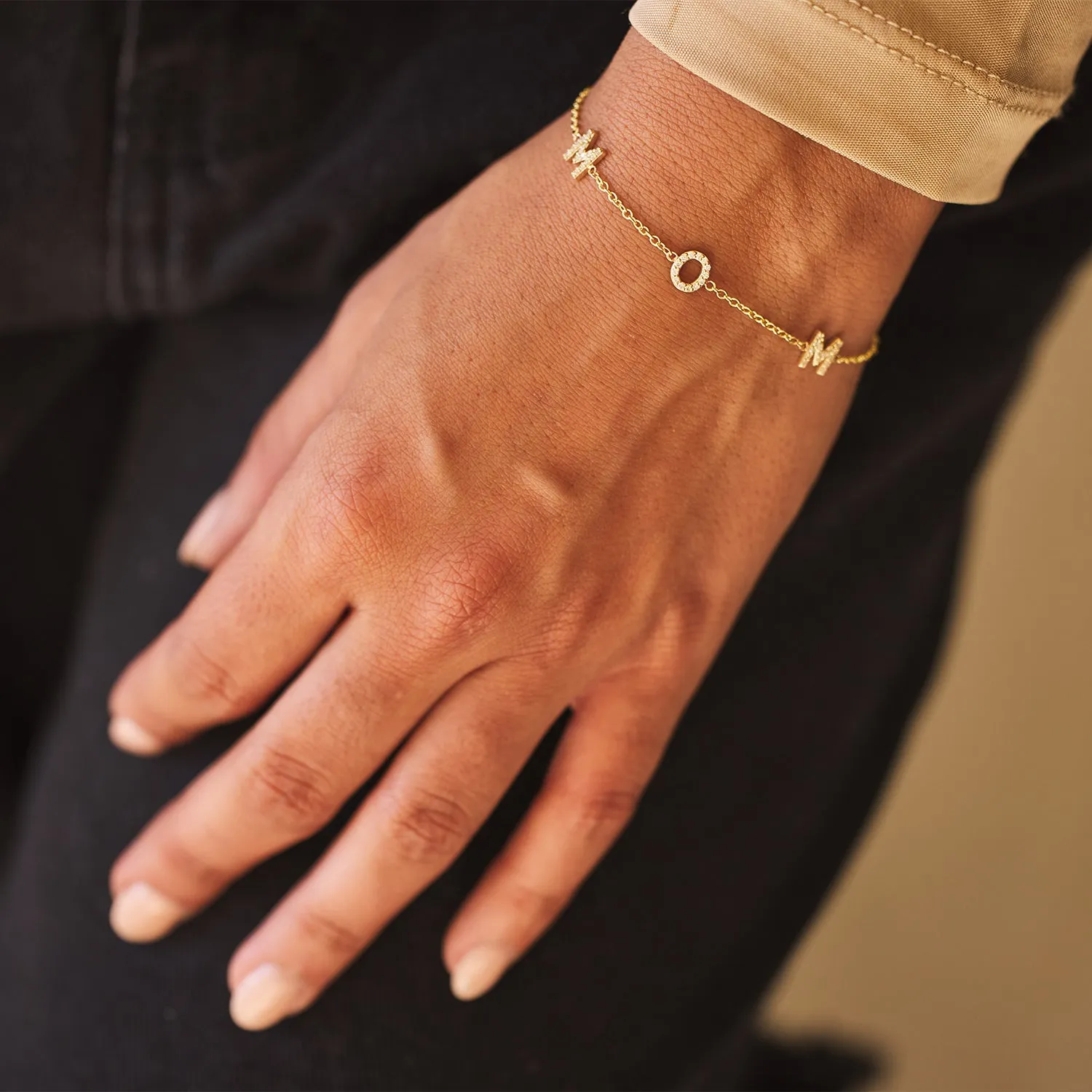 Diamond Spaced MOM Bracelet sold by Baby Gold product image thumbnail 4