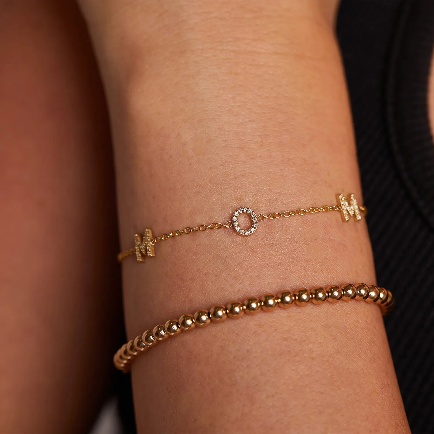 Diamond Spaced MOM Bracelet sold by Baby Gold product image thumbnail 5