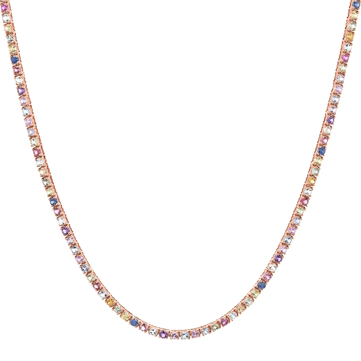 Rainbow Gemstone Tennis Necklace sold by Baby Gold product image thumbnail 3