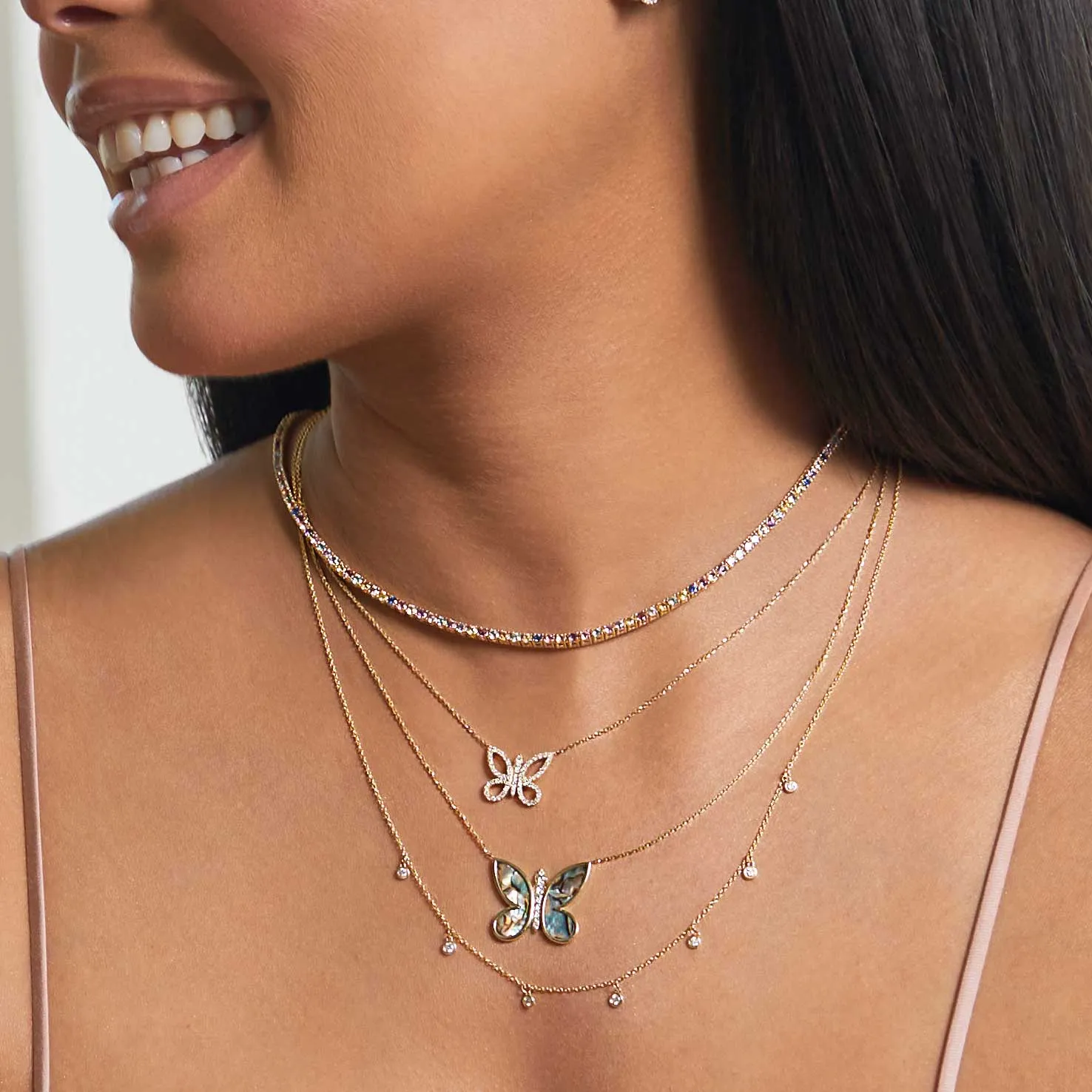 Rainbow Gemstone Tennis Necklace sold by Baby Gold product image thumbnail 4