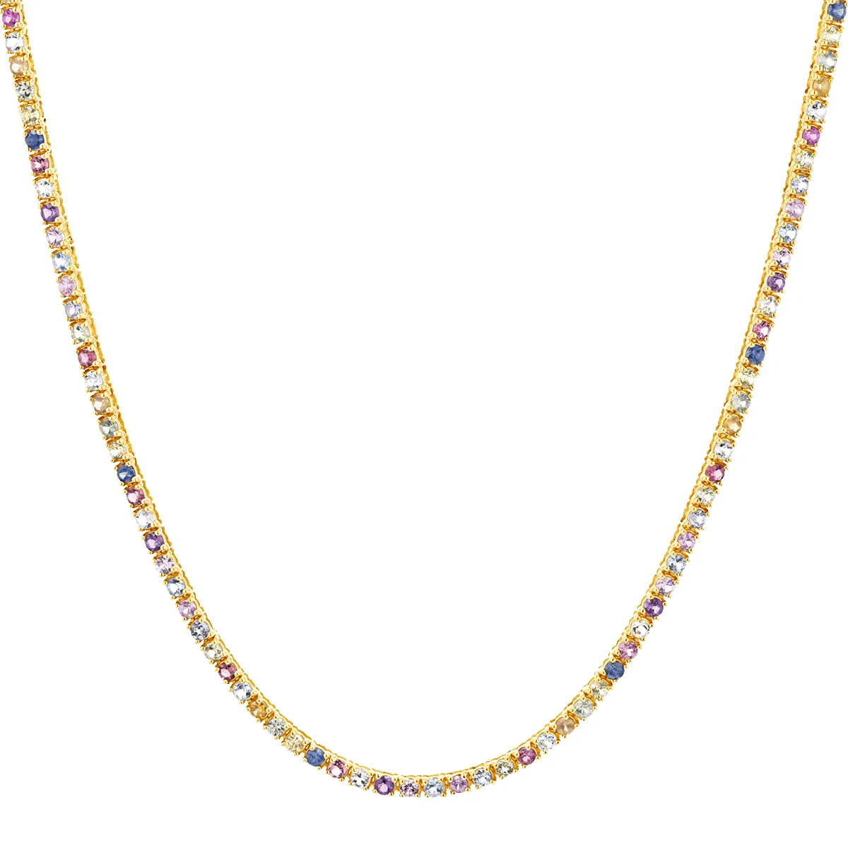 Rainbow Gemstone Tennis Necklace sold by Baby Gold
