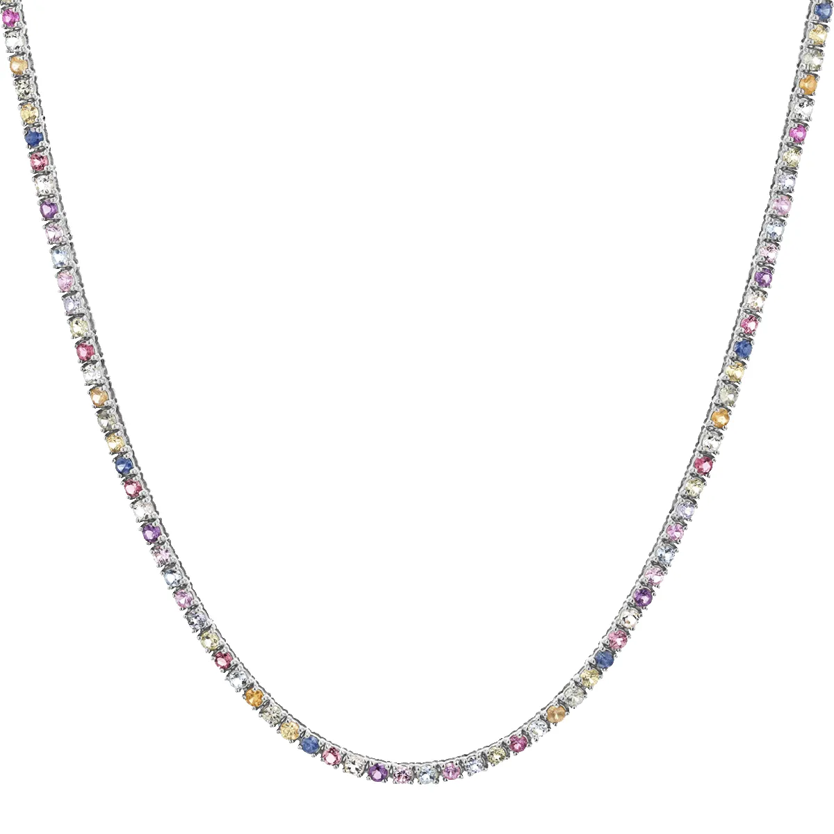 Rainbow Gemstone Tennis Necklace sold by Baby Gold product image thumbnail 2
