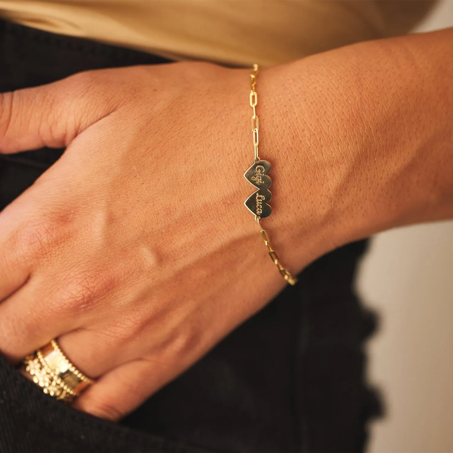 Engravable Multi Heart Paper Clip Bracelet sold by Baby Gold product image thumbnail 5