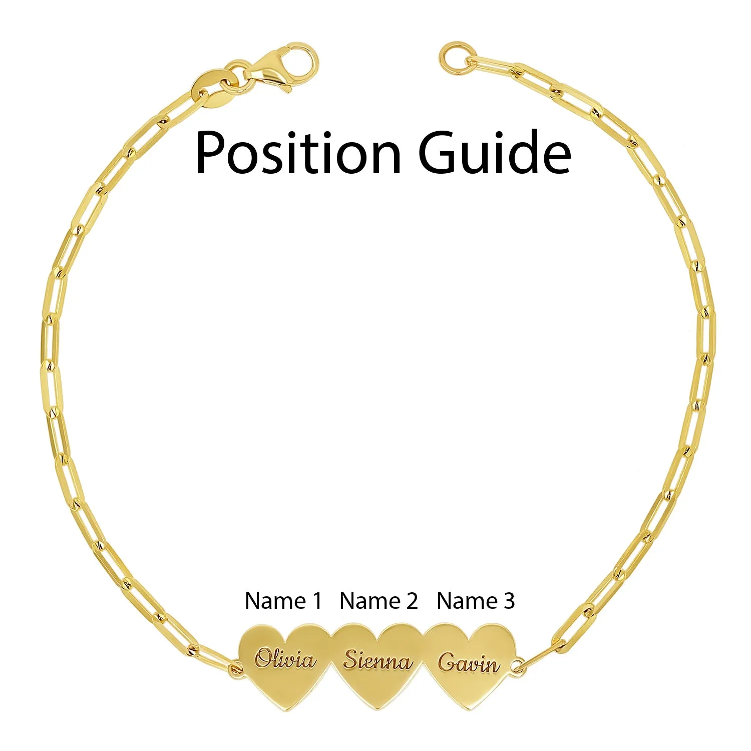 Engravable Multi Heart Paper Clip Bracelet sold by Baby Gold product image thumbnail 4