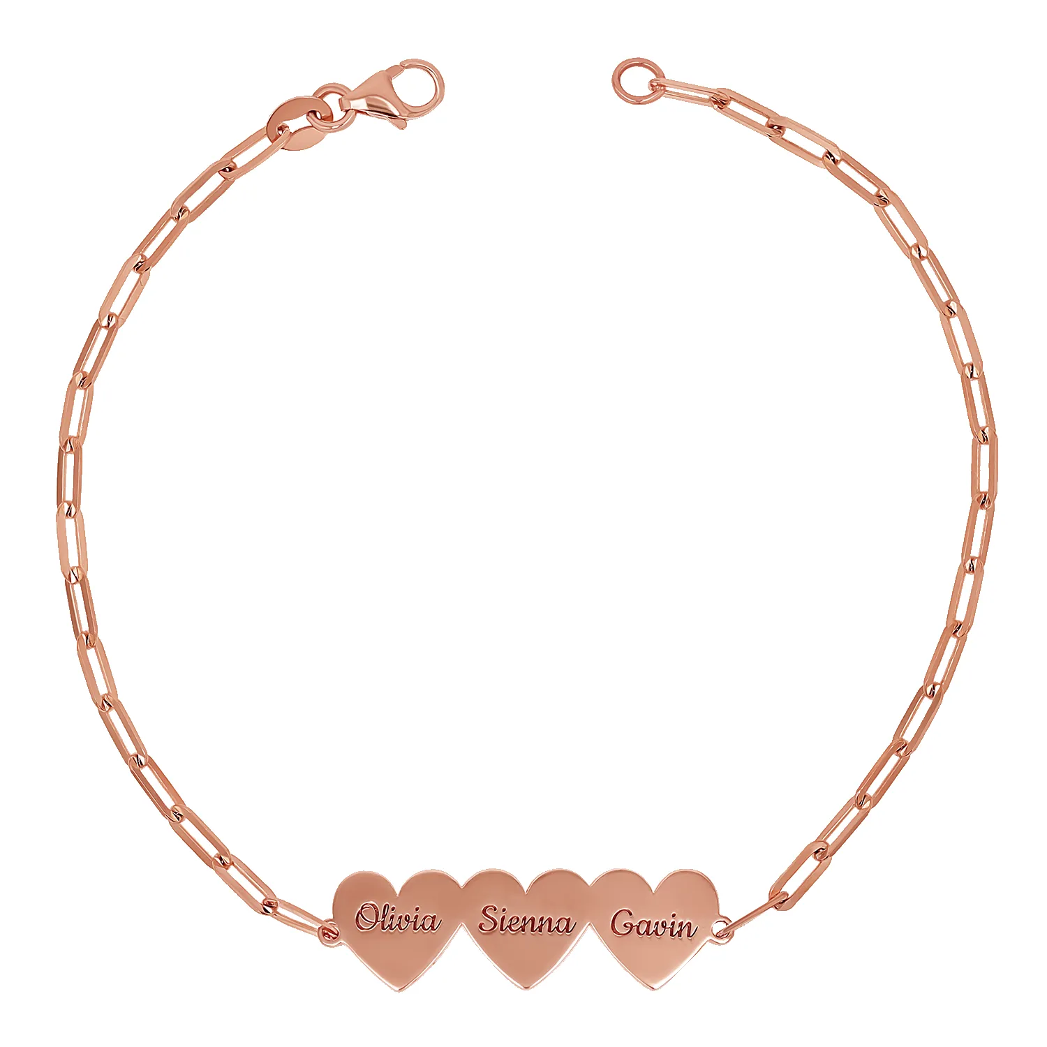 Engravable Multi Heart Paper Clip Bracelet sold by Baby Gold product image thumbnail 3