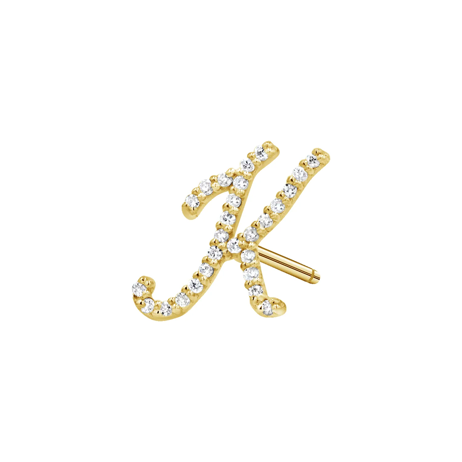 Diamond Pave Script Letter Stud sold by Baby Gold product image thumbnail 4