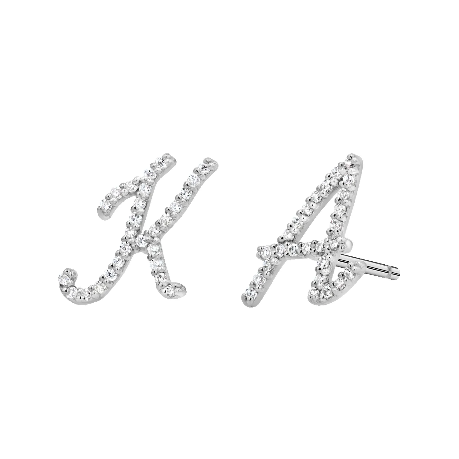 Diamond Pave Script Letter Stud sold by Baby Gold product image thumbnail 2