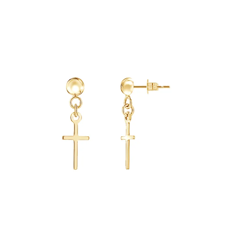 Classic Cross Drop Earrings sold by Baby Gold