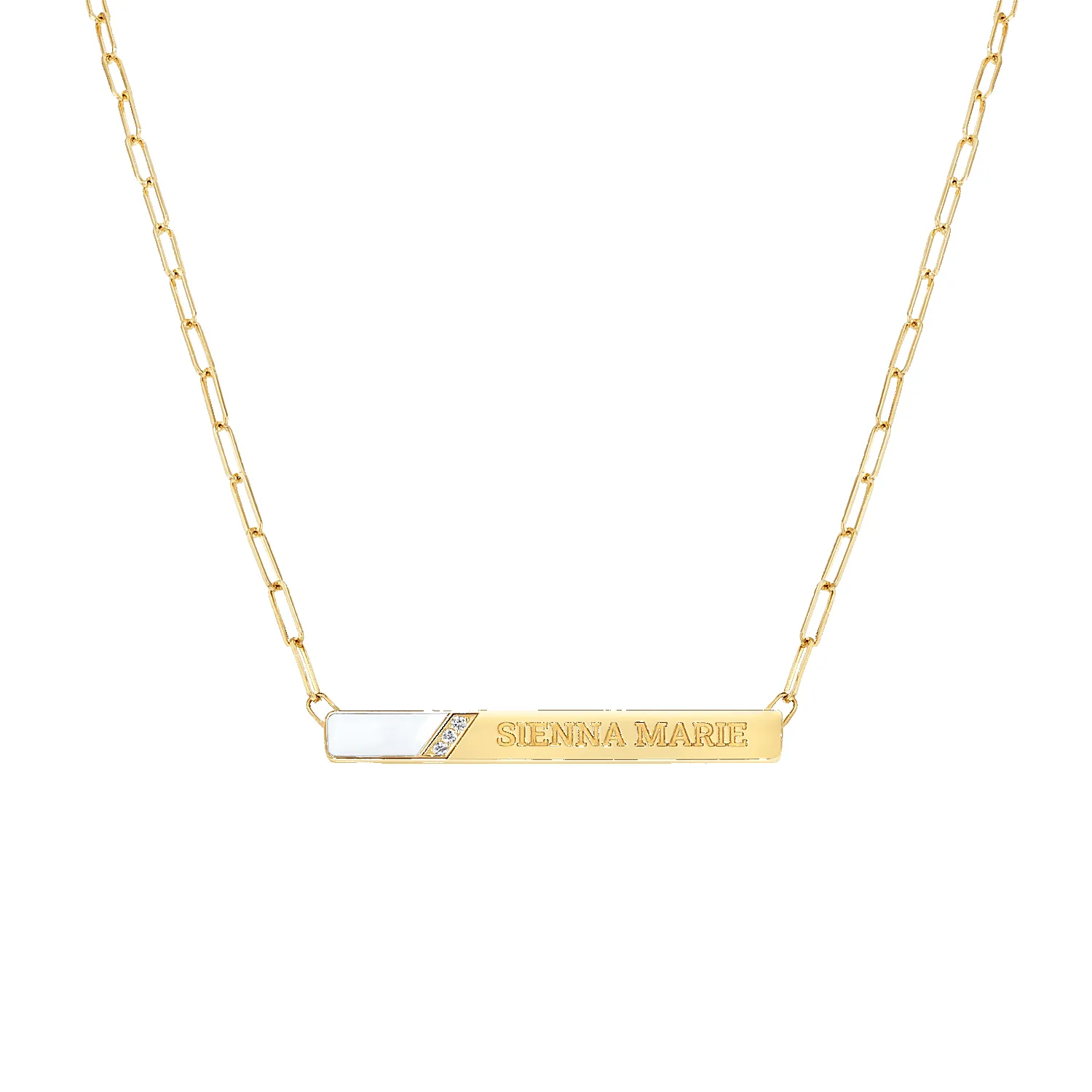 Slash Engravable Necklace with Diamond Accents sold by Baby Gold