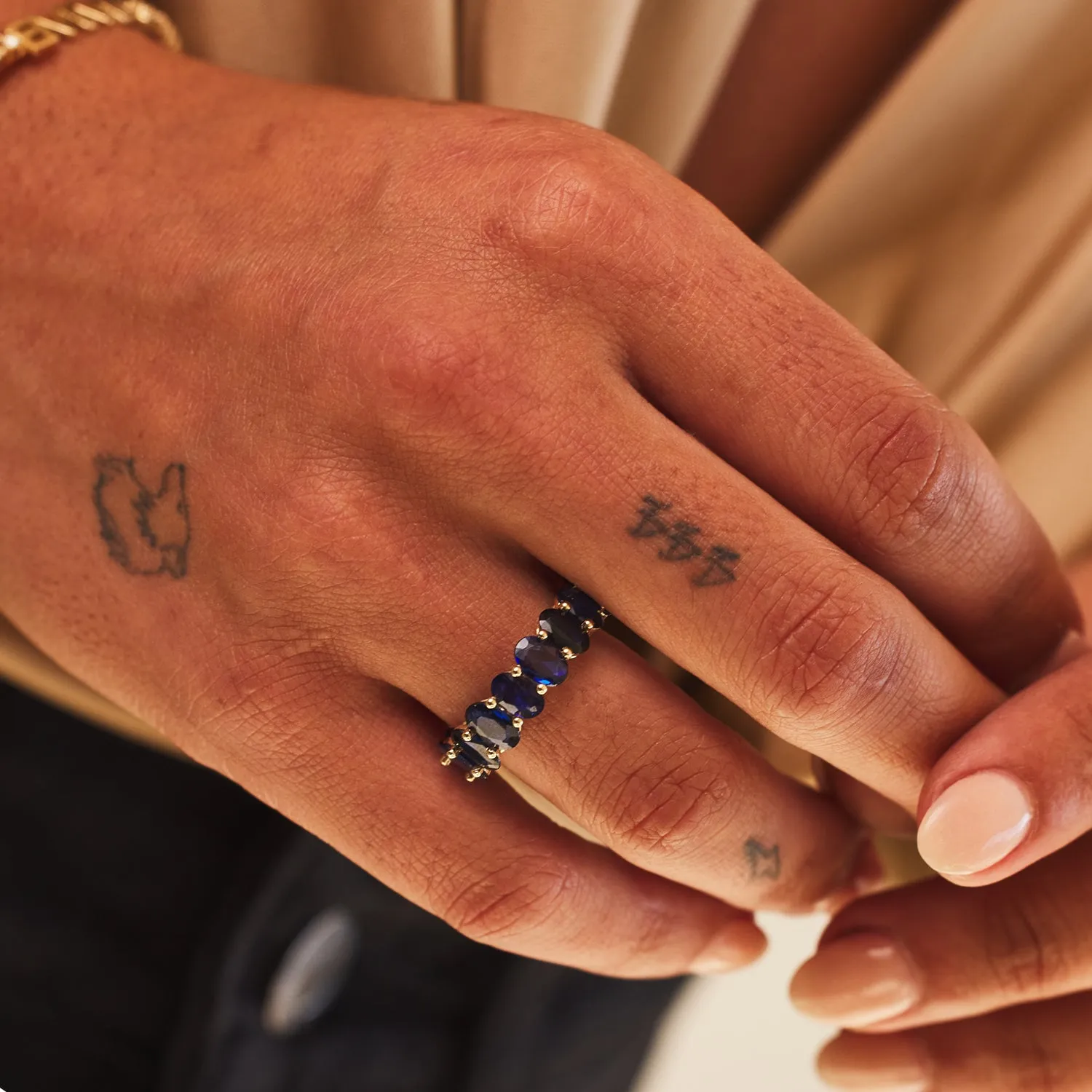 Genuine Blue Sapphire Oval Eternity Band sold by Baby Gold product image thumbnail 5