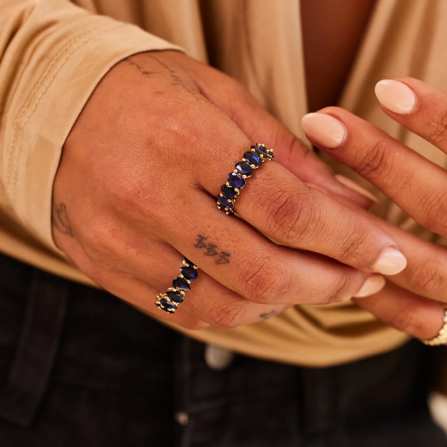 Genuine Blue Sapphire Oval Eternity Band sold by Baby Gold product image thumbnail 4