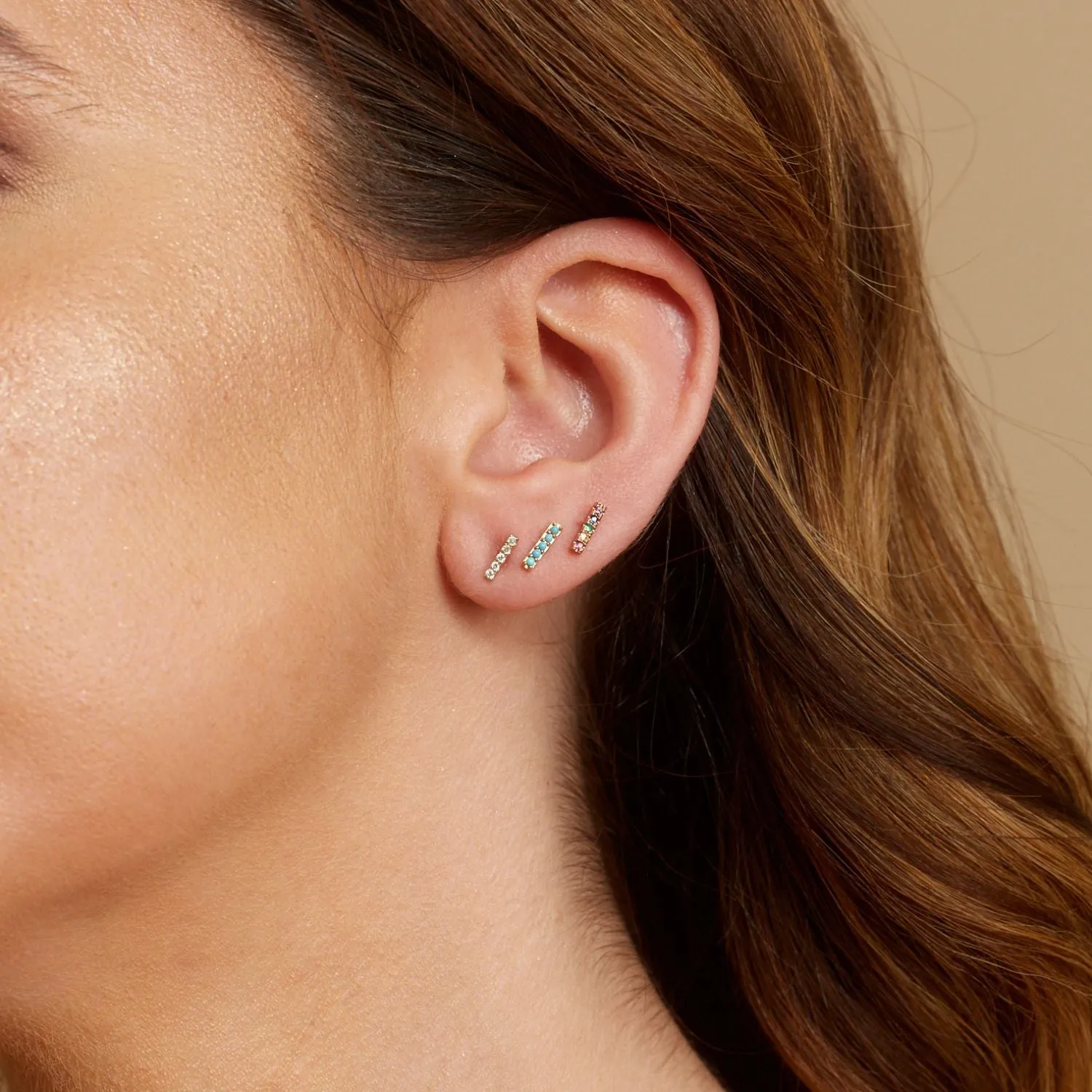 Diamond Bar Stud Earrings sold by Baby Gold product image thumbnail 4