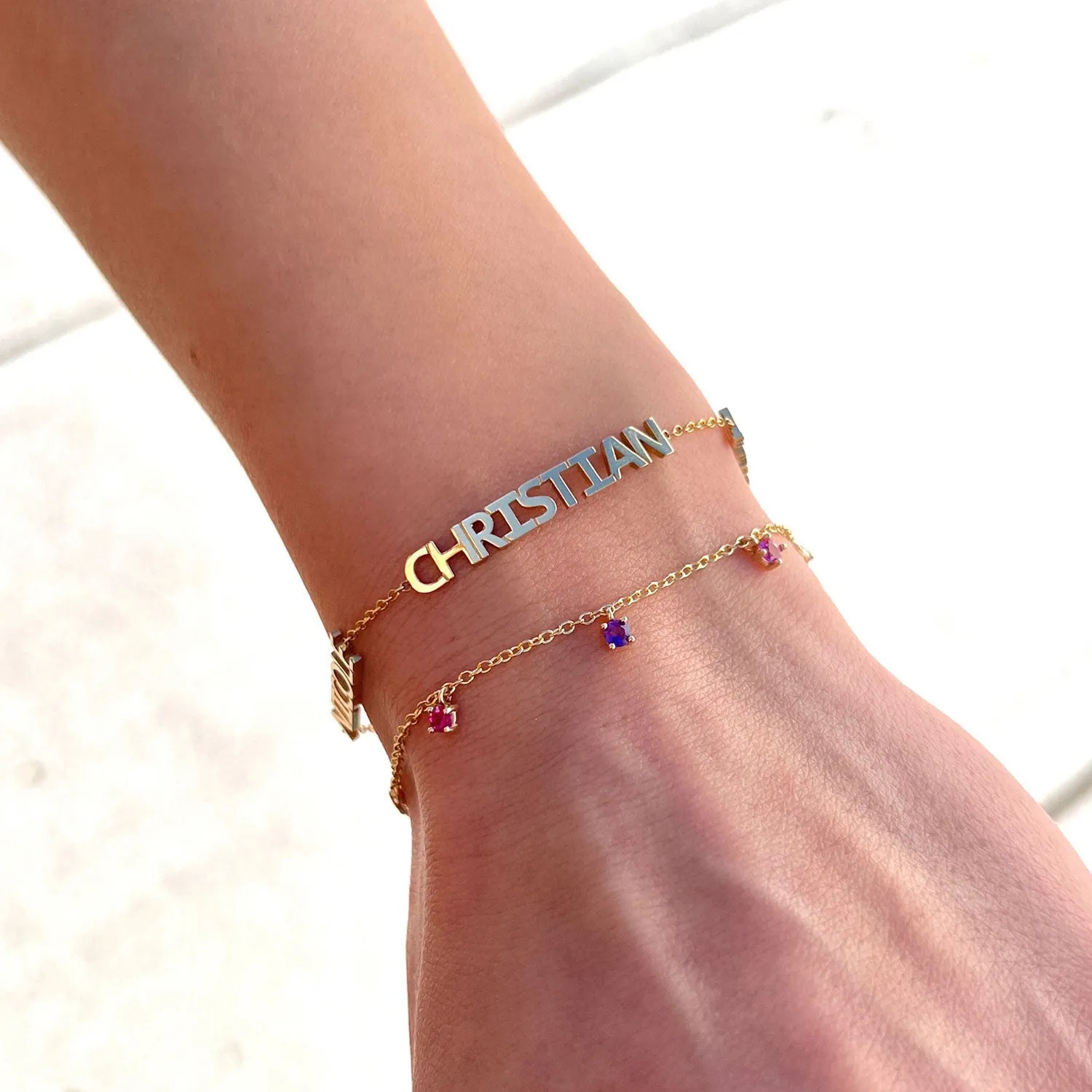 Multi Block Letter Name Bracelet sold by Baby Gold product image thumbnail 5