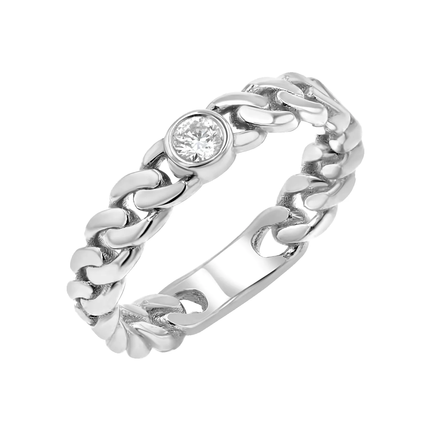 Diamond Solitaire Cuban Link Ring sold by Baby Gold product image thumbnail 2