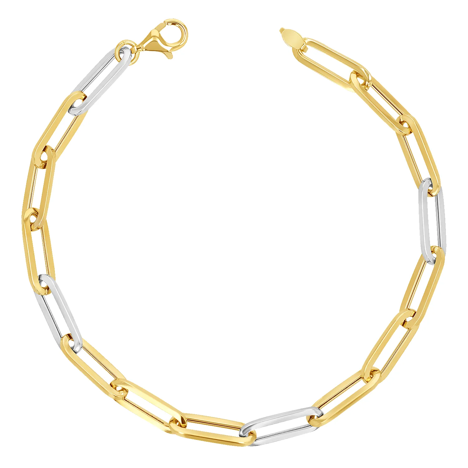 Two-Tone Large Paper Clip Chain Bracelet sold by Baby Gold