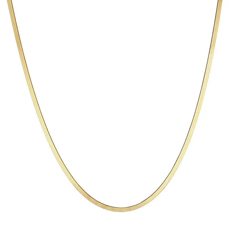 14K Gold Thin Herringbone Necklace 3mm sold by Baby Gold