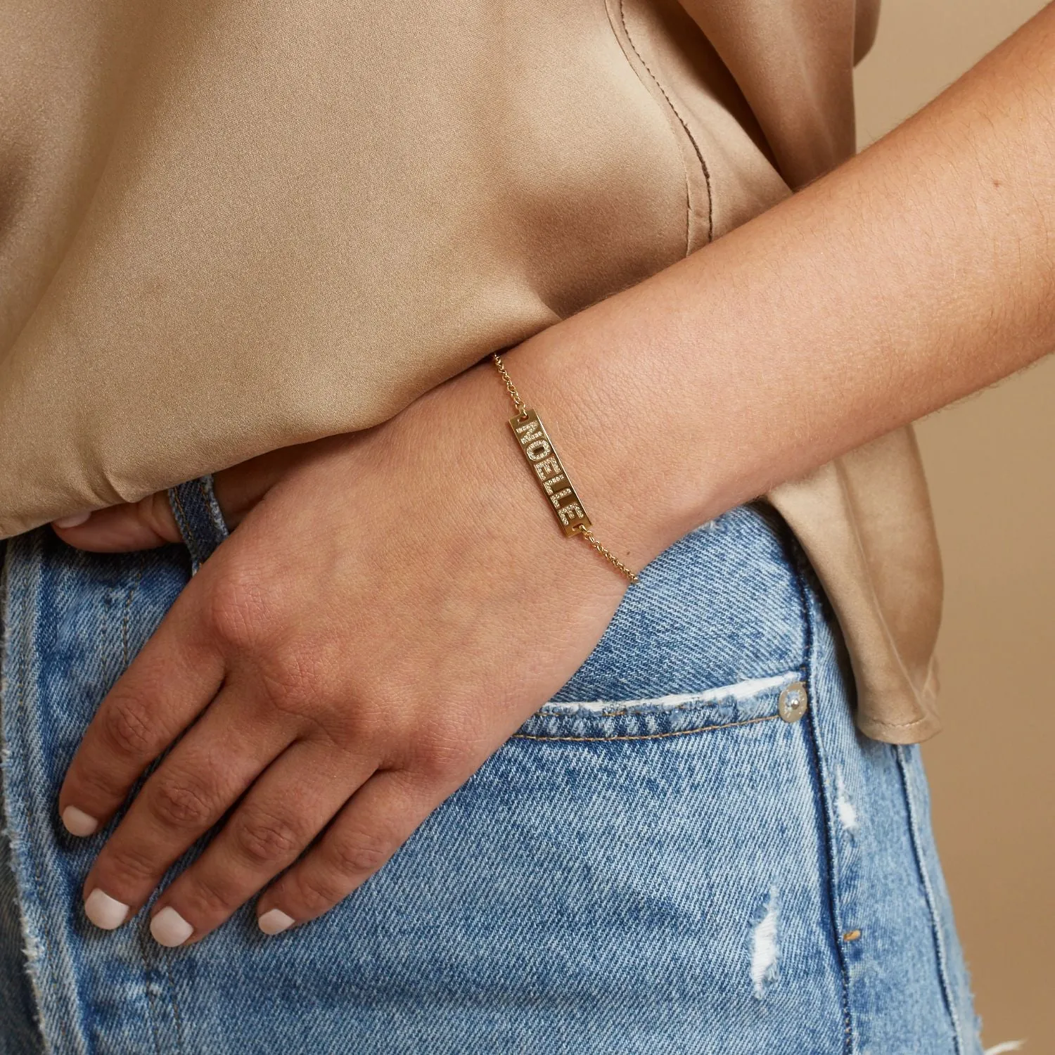 Custom Diamond Name ID Bracelet sold by Baby Gold product image thumbnail 5