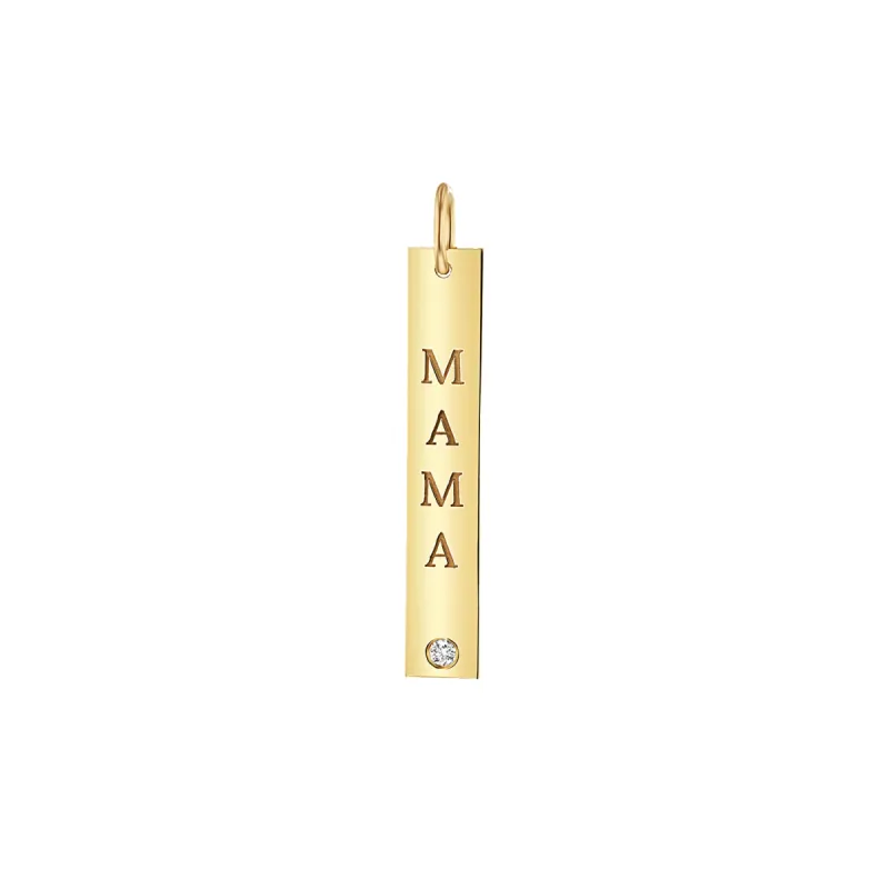 Mama Vertical Tag Charm With Diamond sold by Baby Gold