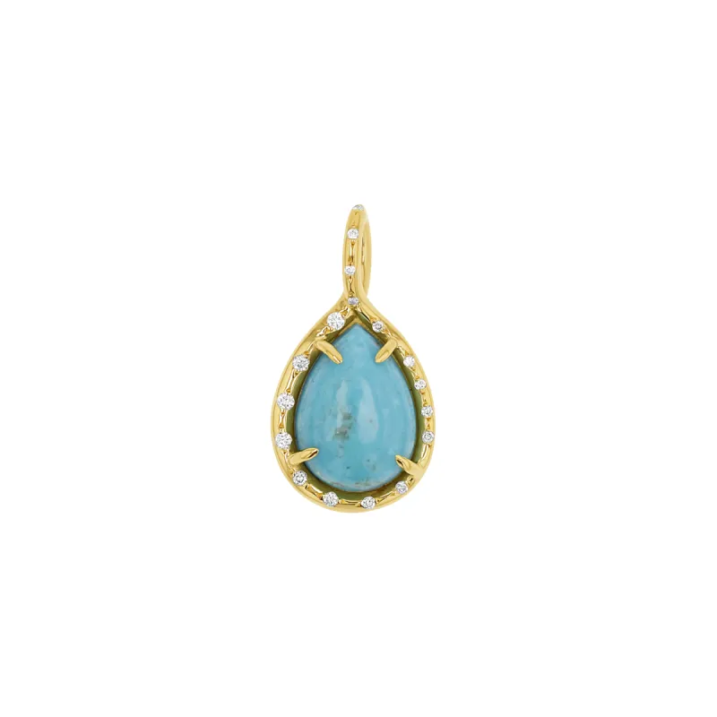 Turquoise Tear Drop Charm sold by Baby Gold