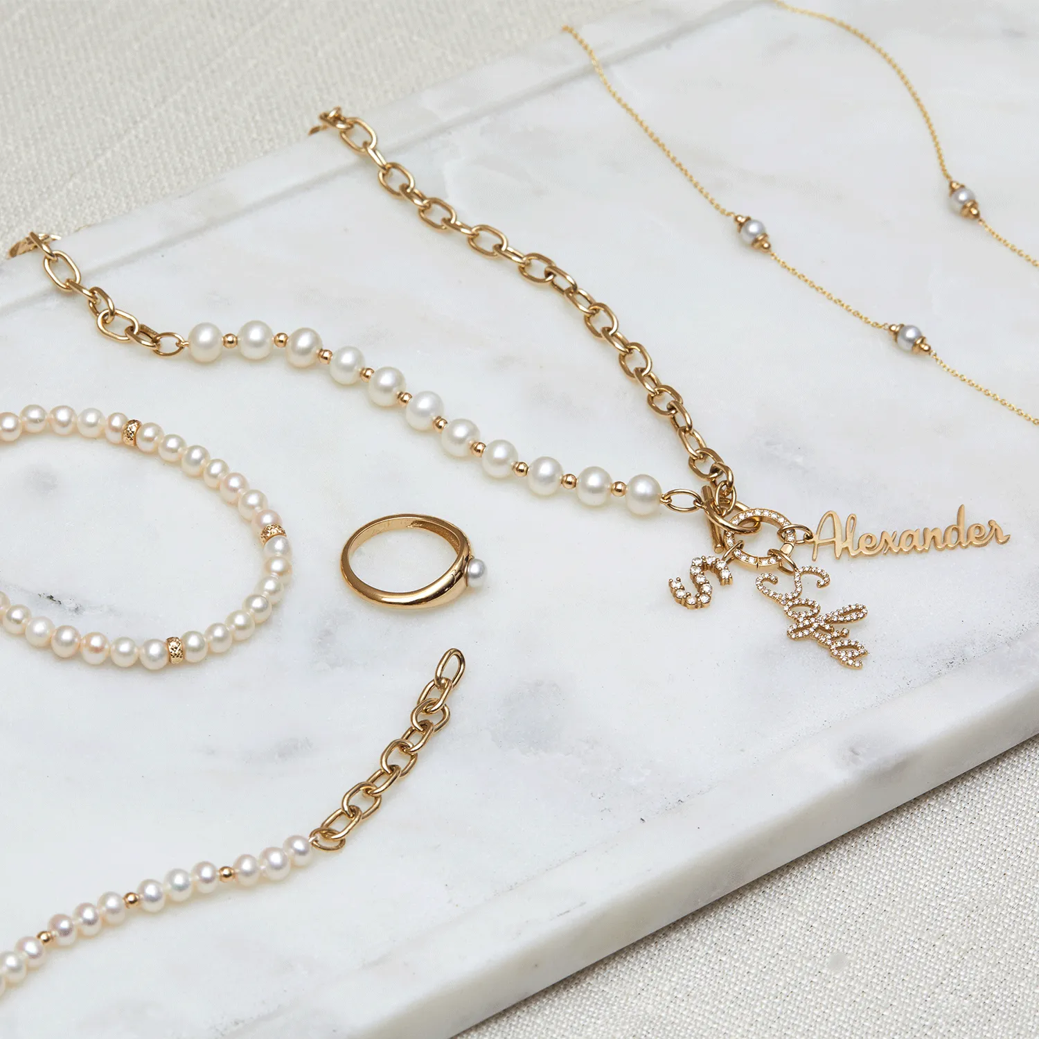 Pearl on Chain Toggle Necklace sold by Baby Gold product image thumbnail 2