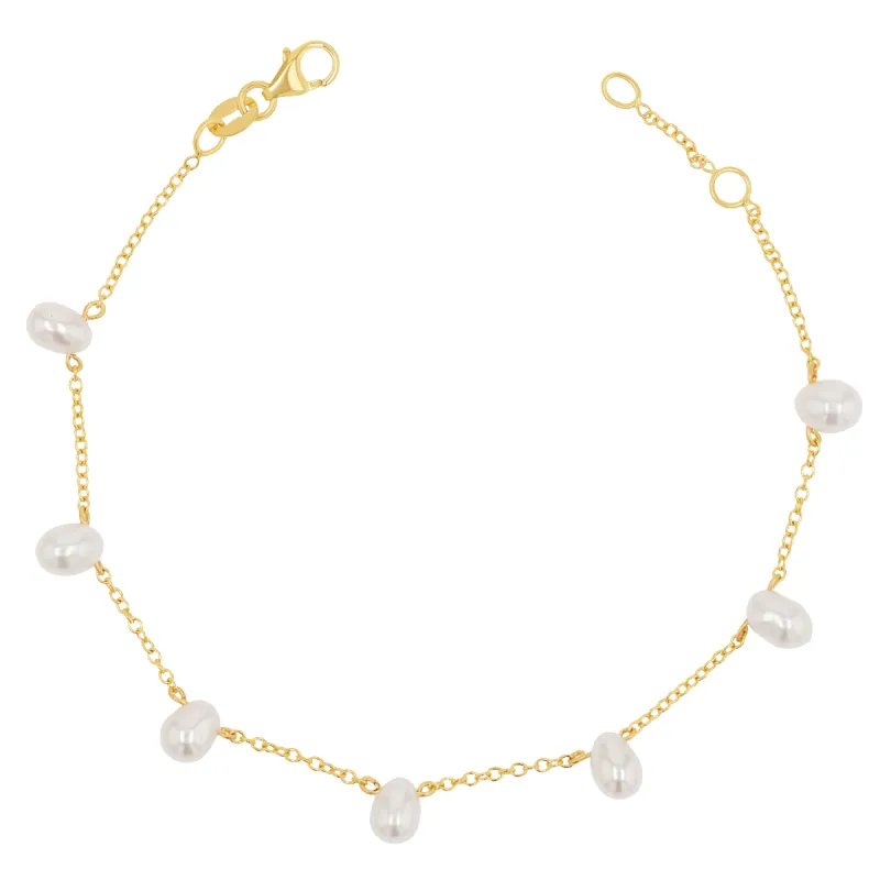 Pearl Drop Station Bracelet sold by Baby Gold