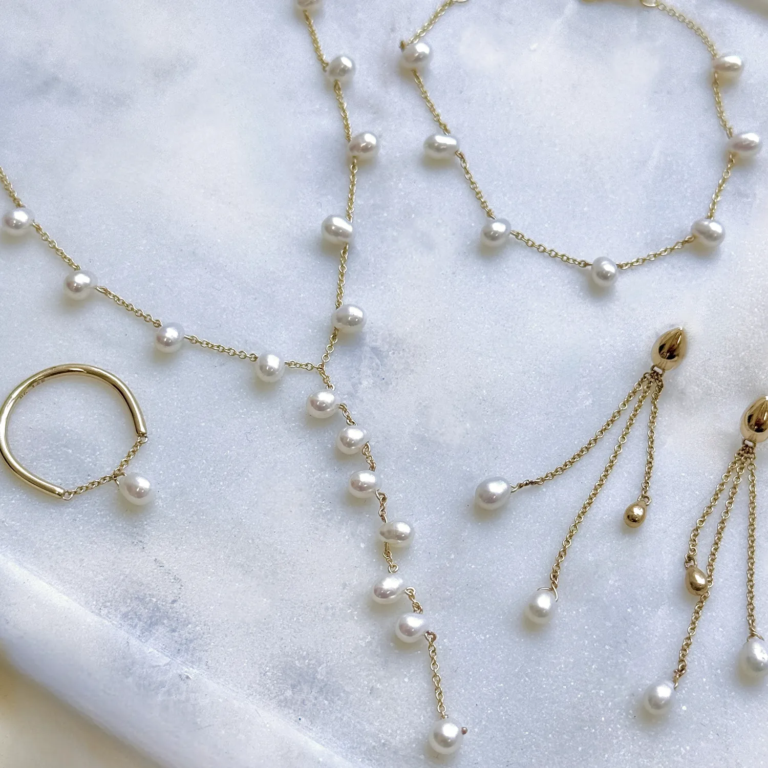 Pearl Drop Station Bracelet sold by Baby Gold product image thumbnail 4