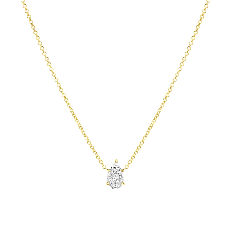 Pear Shape Illusion Set Diamond Necklace sold by Baby Gold