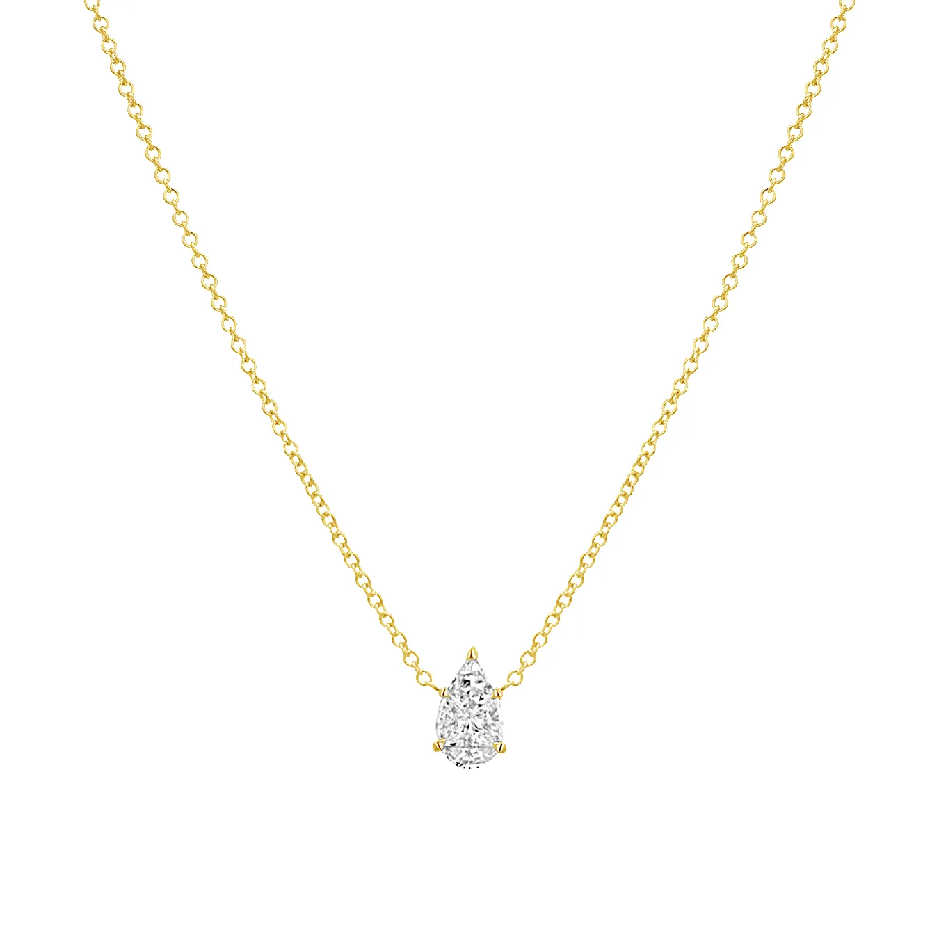 Pear Shape Illusion Set Diamond Necklace sold by Baby Gold