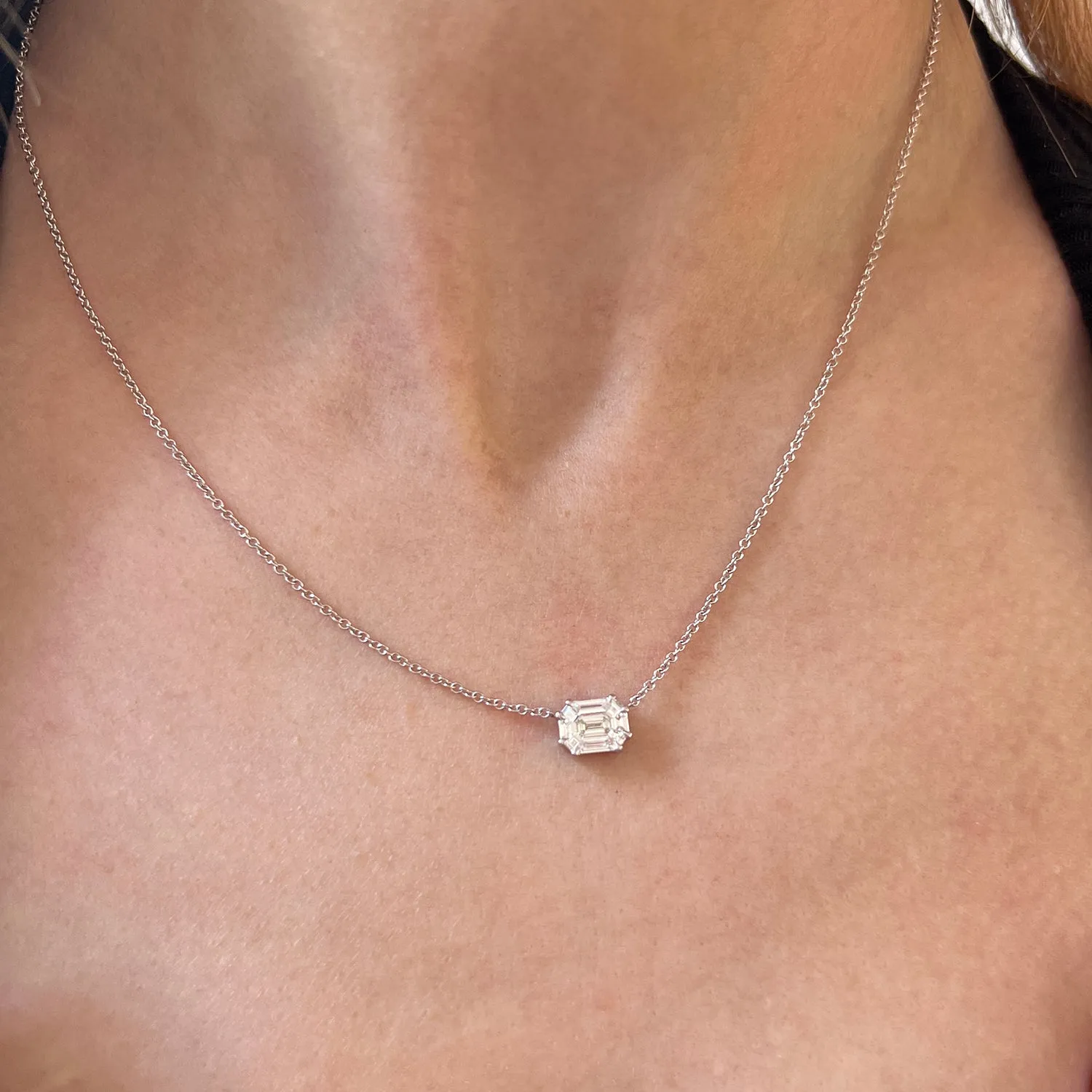 Emerald Shape Illusion Set Diamond Necklace sold by Baby Gold product image thumbnail 4