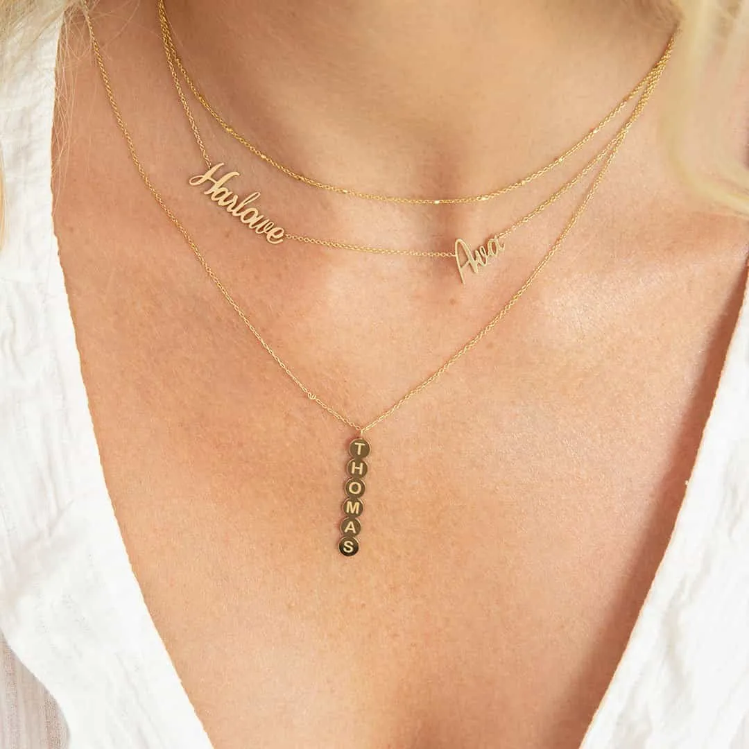 Bubble Round Vertical ID Necklace sold by Baby Gold product image thumbnail 4