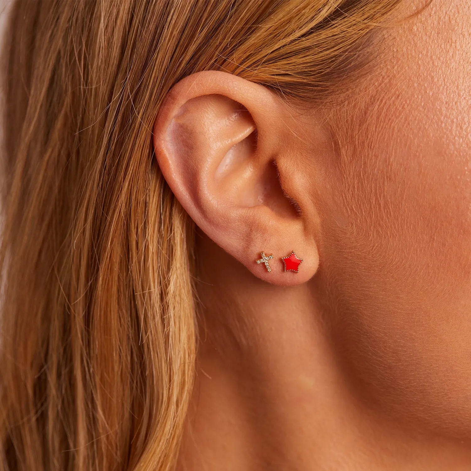 Diamond Pave Cross Earrings sold by Baby Gold product image thumbnail 5