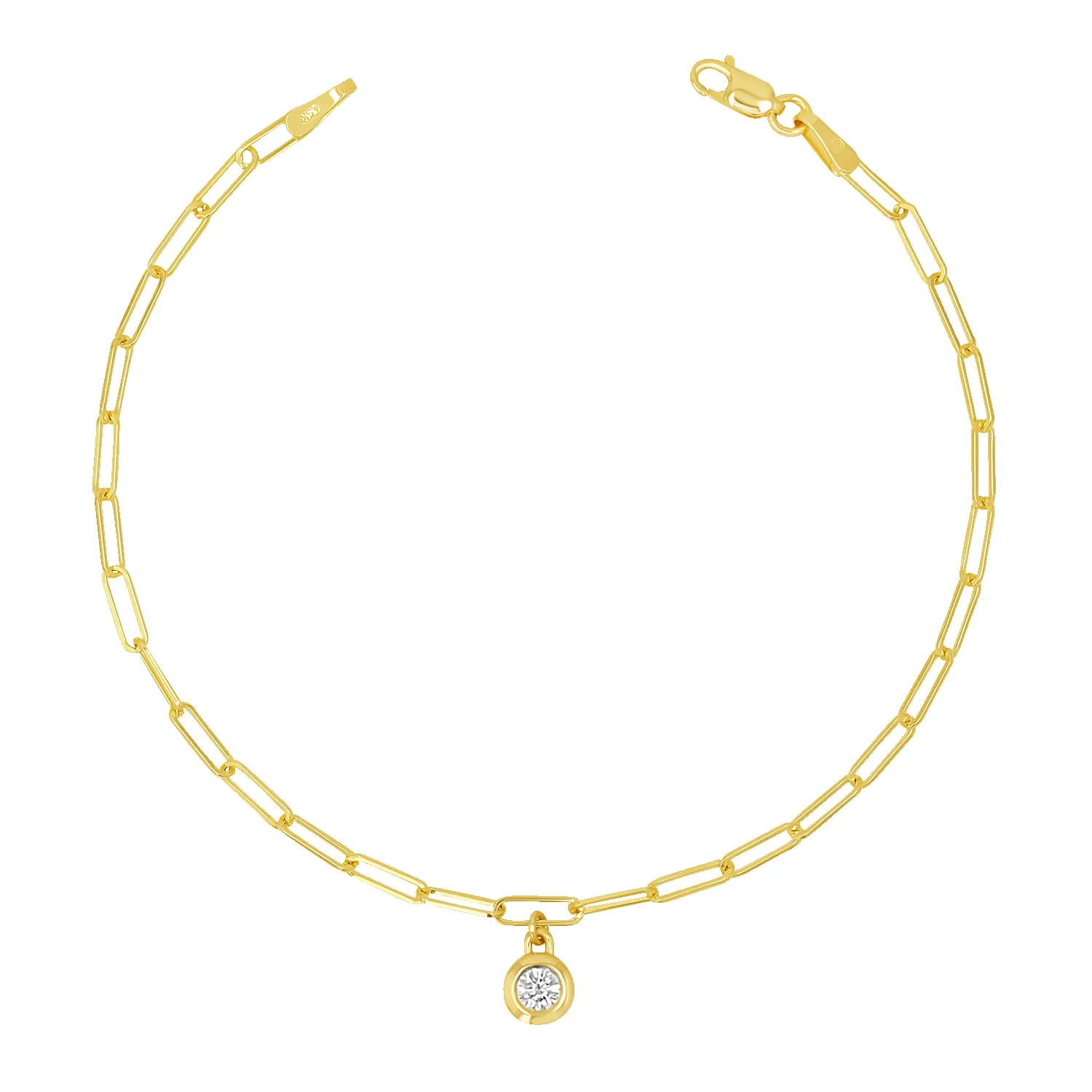 Wire Paper Clip Diamond Bezel Bracelet sold by Baby Gold