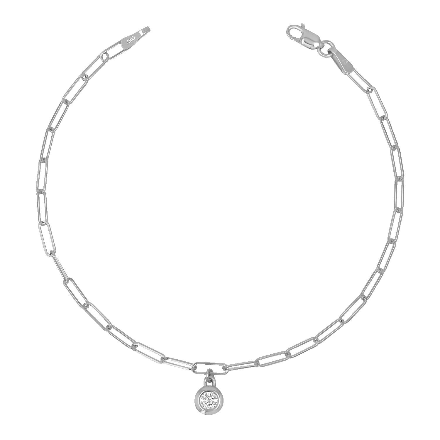 Wire Paper Clip Diamond Bezel Bracelet sold by Baby Gold product image thumbnail 2