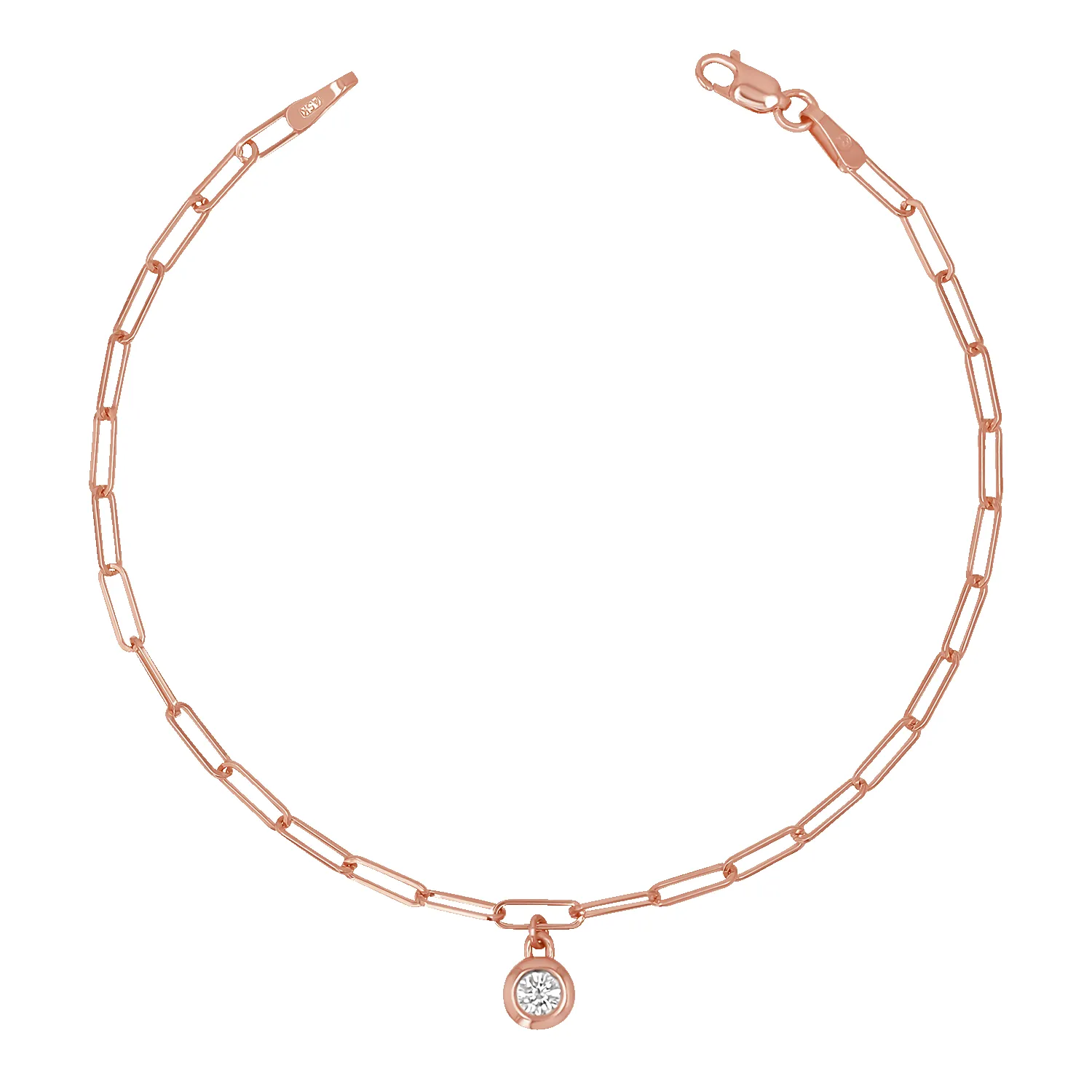 Wire Paper Clip Diamond Bezel Bracelet sold by Baby Gold product image thumbnail 3