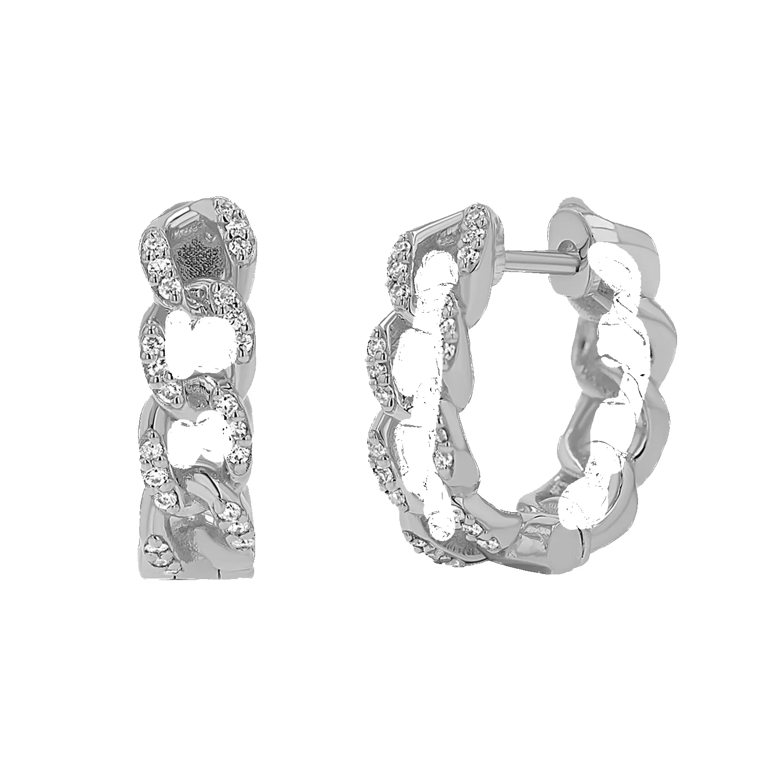 Diamond Cuban Link Huggies Hoop Earrings sold by Baby Gold product image thumbnail 2