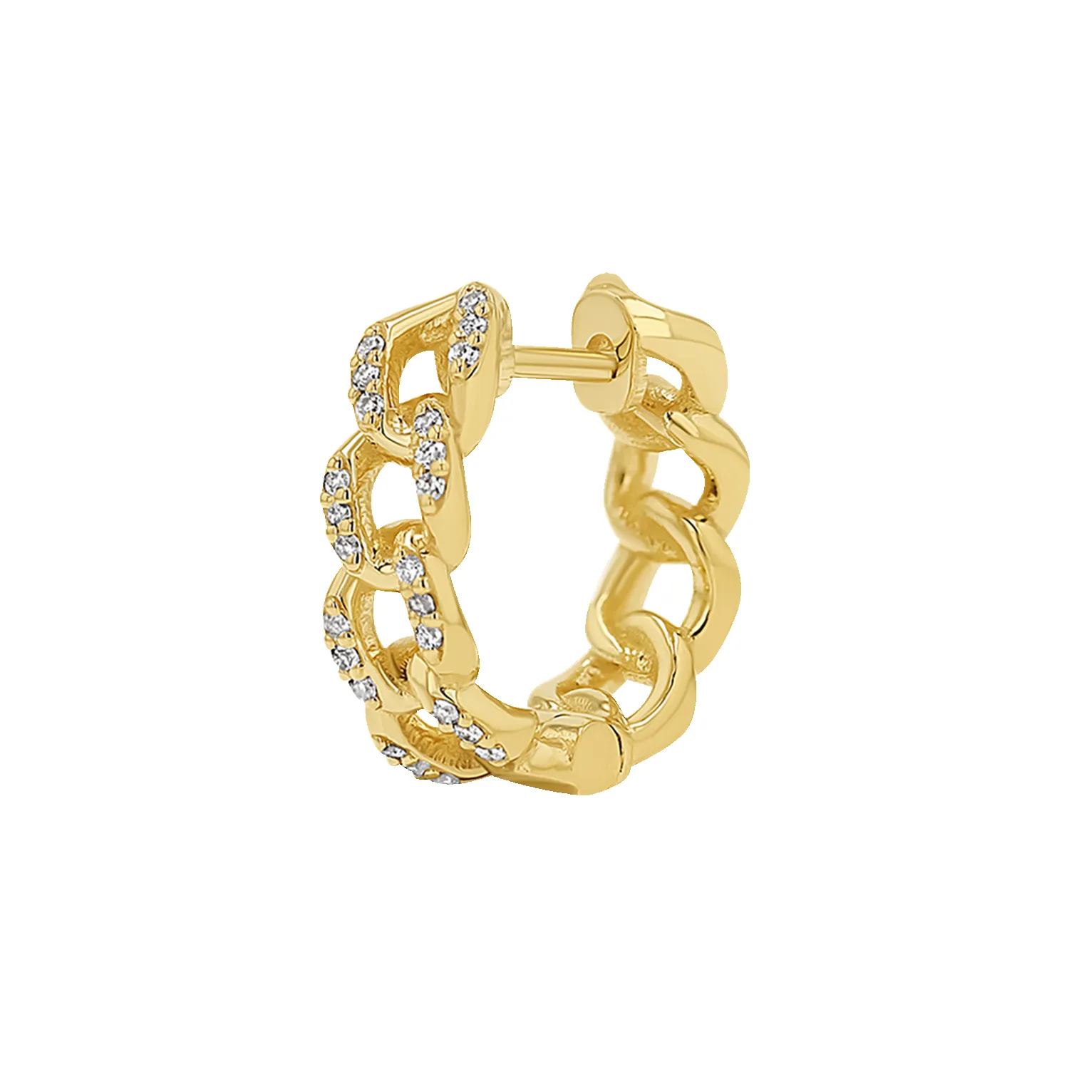 Diamond Cuban Link Huggies Hoop Earrings sold by Baby Gold product image thumbnail 4