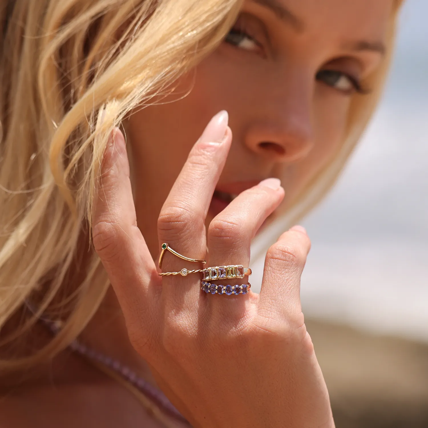 Tanzanite Oval Half Eternity Band sold by Baby Gold product image thumbnail 5