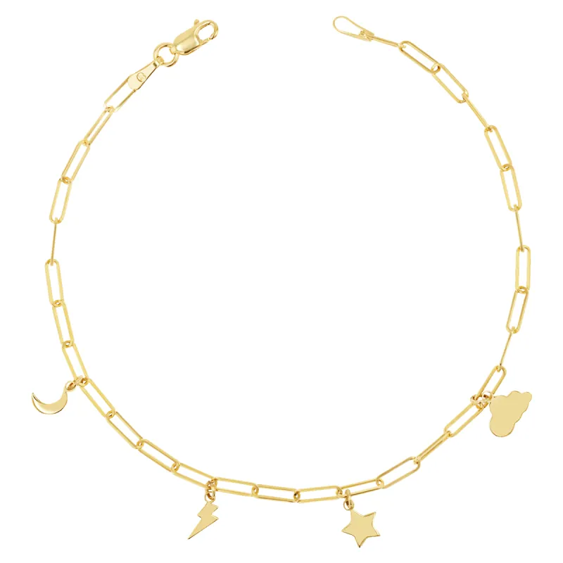 Paper Clip Link Custom Charm Bracelet sold by Baby Gold
