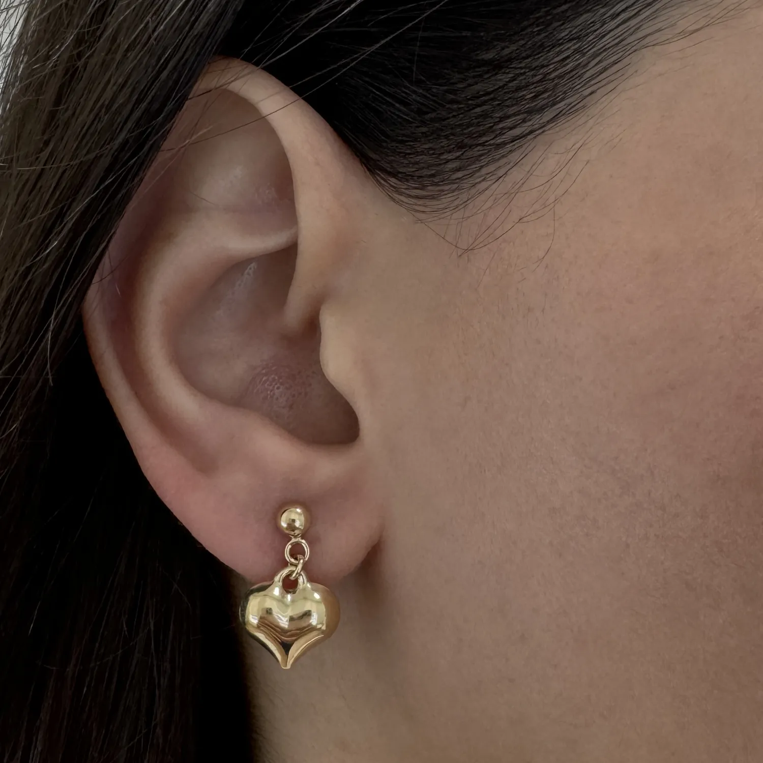 Puff Heart Drop Earrings sold by Baby Gold product image thumbnail 2