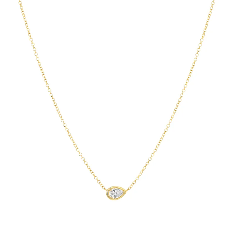Pear Diamond Solitaire Necklace sold by Baby Gold