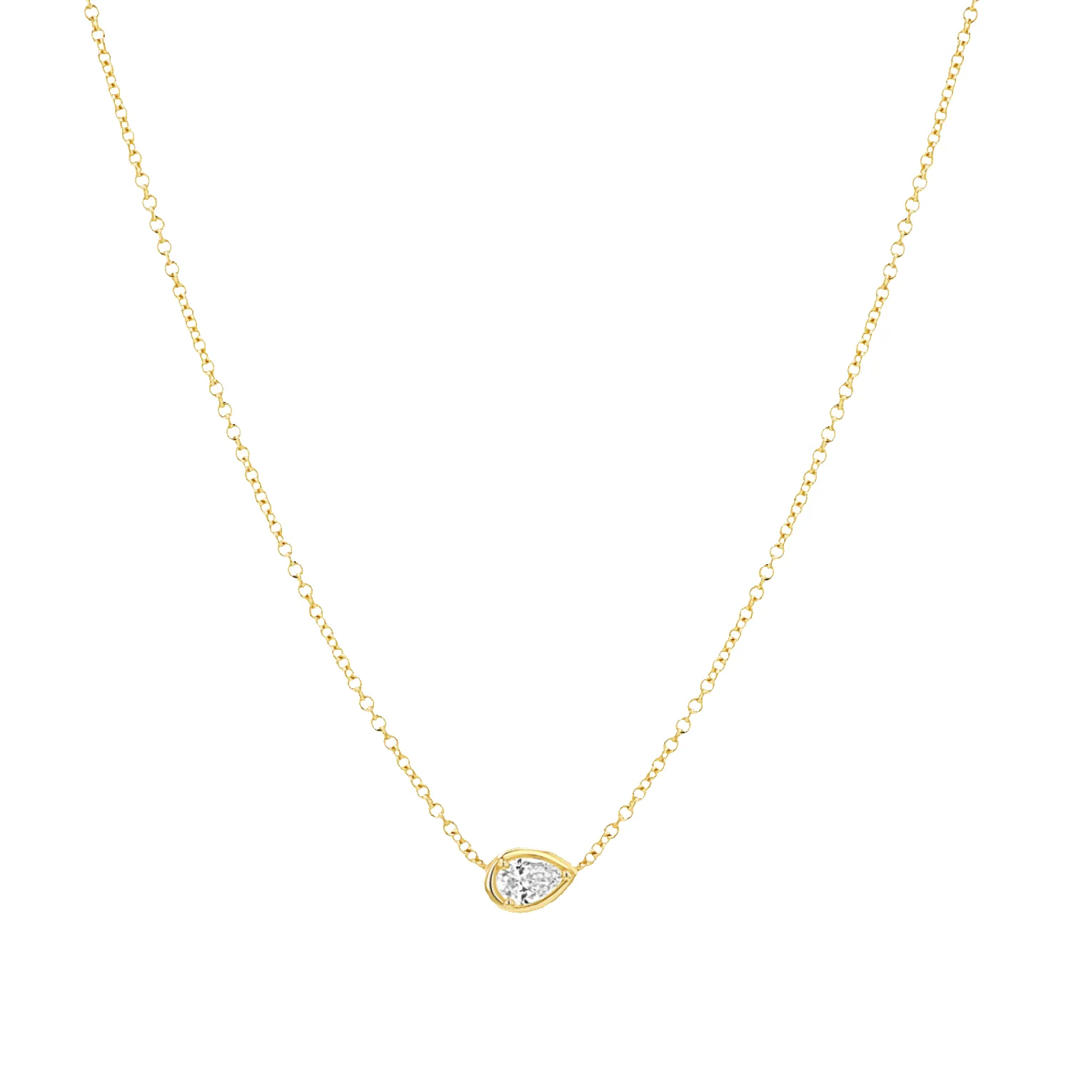 Pear Diamond Solitaire Necklace sold by Baby Gold