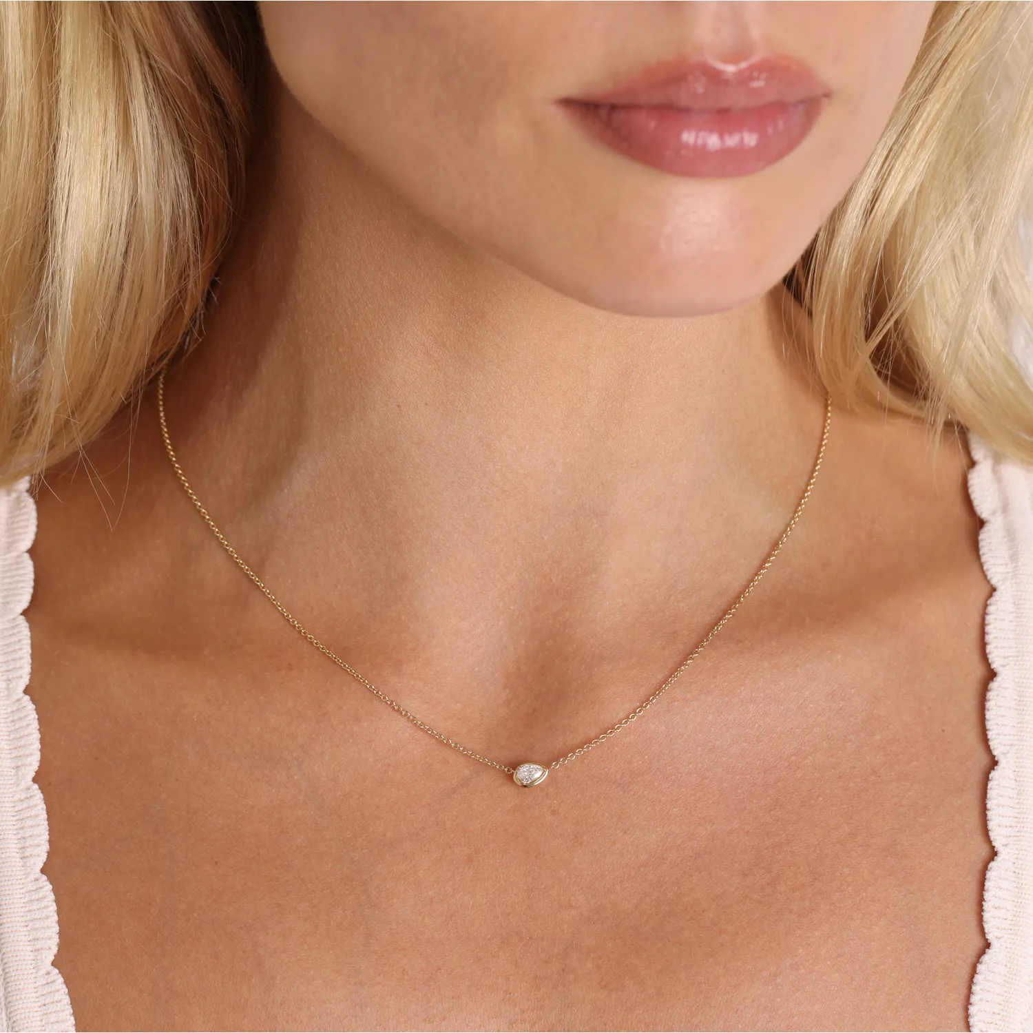 Pear Diamond Solitaire Necklace sold by Baby Gold product image thumbnail 5