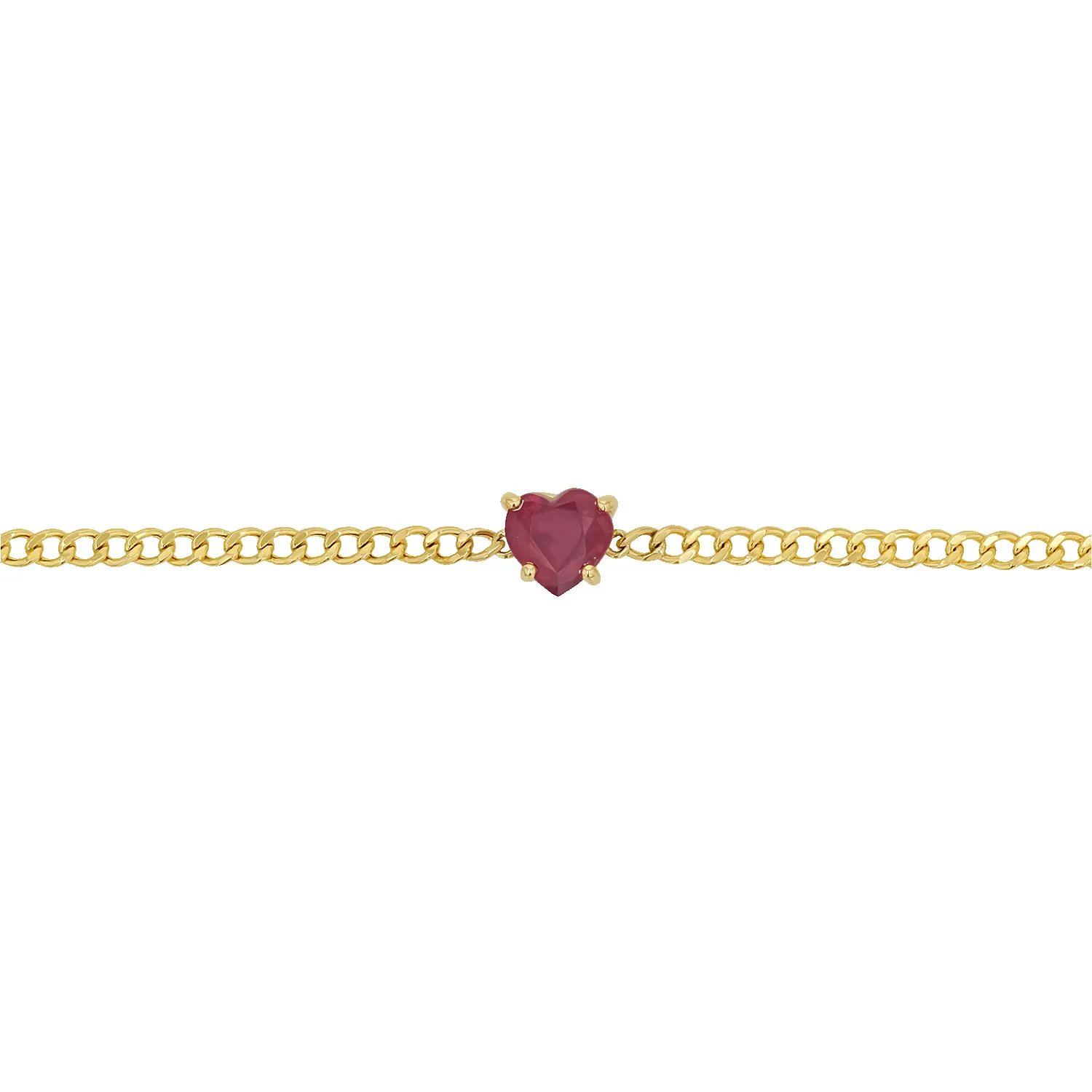 Ruby Heart Cuban Link Bracelet sold by Baby Gold